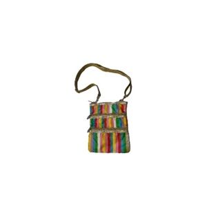 LeSportsac Vintage Multicoloured Striped Triple Zip Canvas Crossbody Bag